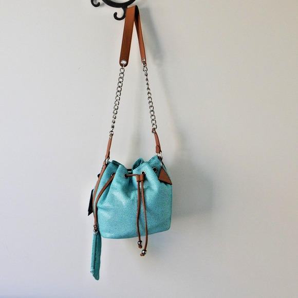 SORIAL New York Python Leather Drawstring Mint Bucket Bag with Pouch NWT - Picture 10 of 16